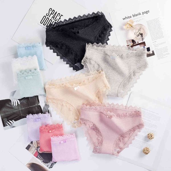 

underwear girls' thread lace breathable and comfortable waist briefs, Black;pink