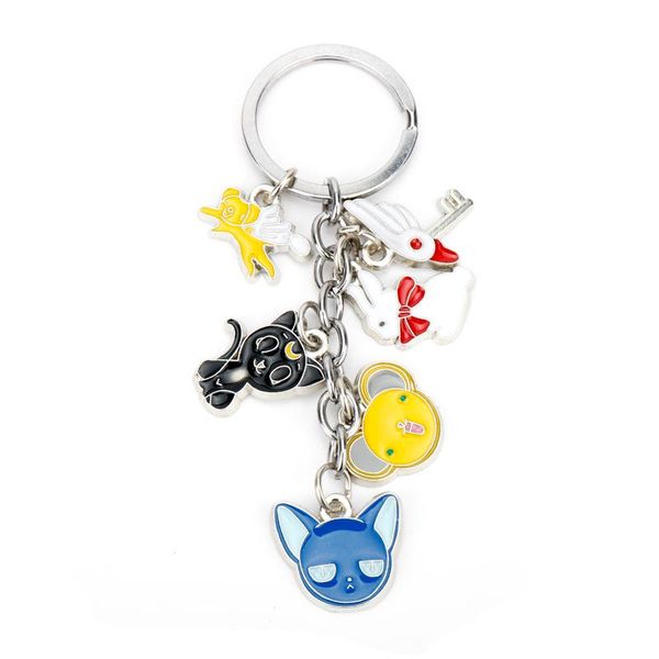 

keychains japan anime card captor sakura key chain animal pendant alloy keychain accessories ring charms for ladies, Silver