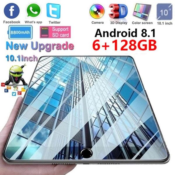 

tablet pc 2022 super tempered glass 10 inch 4g lte android 9.0 os octa core 6gb ram 128gb rom bluetooth wifi type-c usb tablets