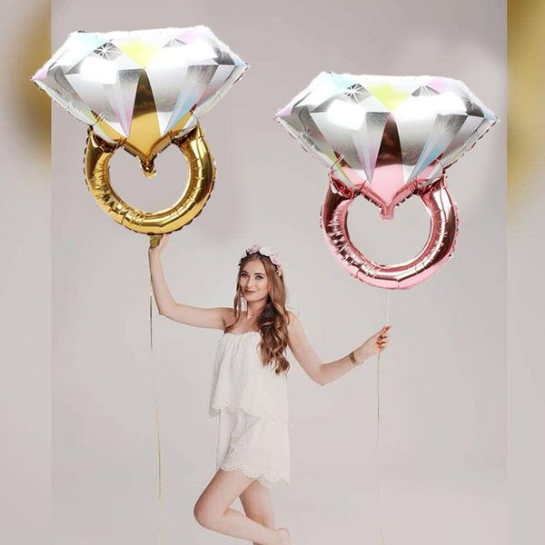 

party decoration 1pcs lover wedding marriage balloon diamond ring foil big decor helium air event supplies