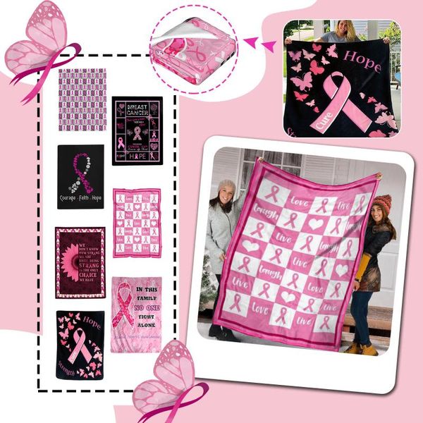 

blankets pink ribbon caring for breast print flannel blanket beds bedding in room soft bedspread textile decor