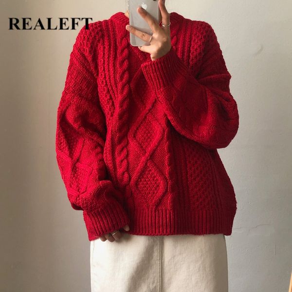 

vintage women's knitting sweater female korean style round neck warm pullover solid minimalist elegant 210428, White;black