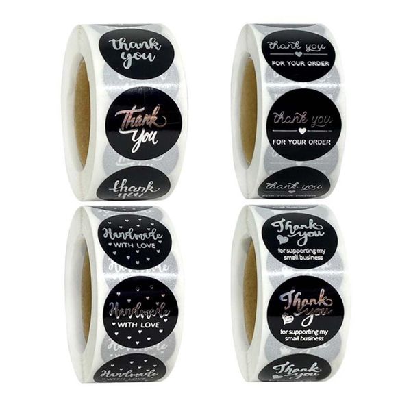 

gift wrap 500pcs/roll black diy thank you for your order stickers wedding handmade with love round seal label scrapbooking package