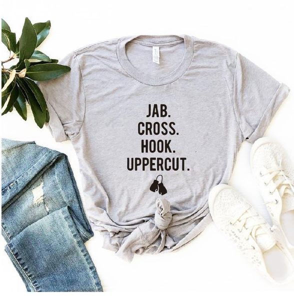 

women's t-shirt jab cross hook uppercut kickboxing t shirt boxing gym fitness women workout boxer tshirt drop, White