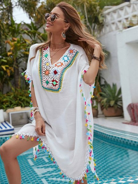 

tassel trim side split cover up s8vp#, White;black