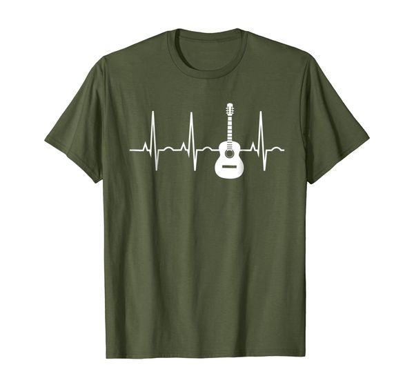 

acoustic guitar heartbeat shirt - guitar musician t-shirt, White;black