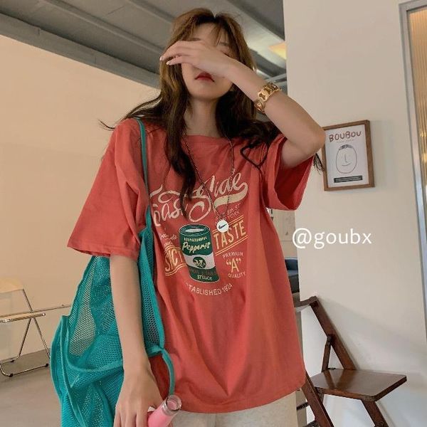 

women's t-shirt undershirt for women 2021 summer korean style loose all-match casual student short sleeve letter fashion, White