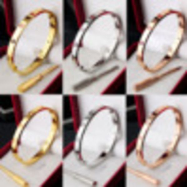 316L TiTitanium Klassische Armreifen Armbänder für Liebhaber Mode Armband Hochzeit Armreif Roségold Thanksgiving Day Armband mit Box 15-21 cm