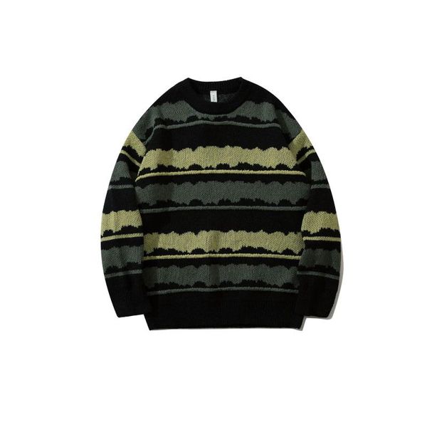

men's sweaters harajuku vintage jumper striped ugly sweater streetwear pullover men oversized hip hop punk knitwear video grandpa, White;black