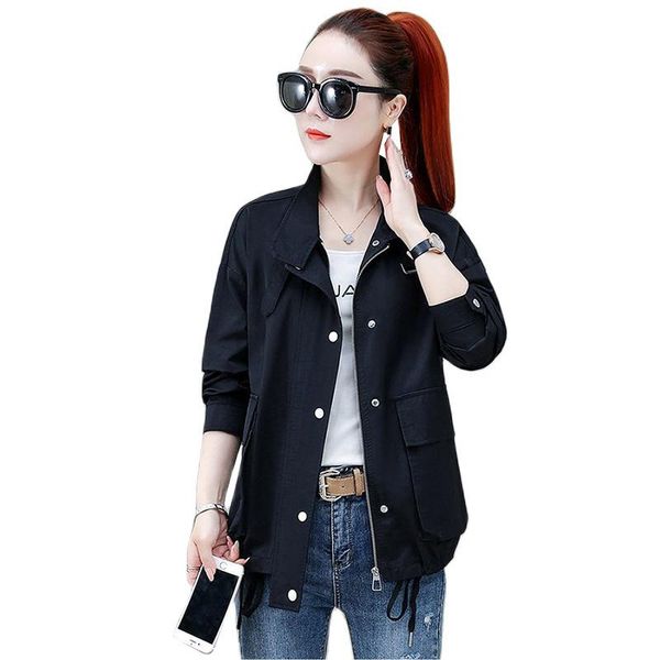 

women's jackets fashion female windbreaker 2021 spring autumn women jacket tooling coat casual long sleeve basic ladies mujer, Black;brown