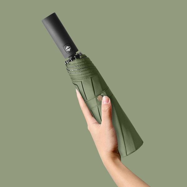 

umbrellas simple automatic 10k solid color business umbrella clear folding for man women rain female male upf50+ parasol