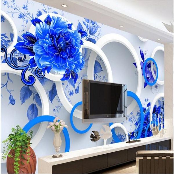 

wallpapers shuhiko custom large-scale murals and flowers, fashion, rich blue white 3d wallpaper background papel de parede