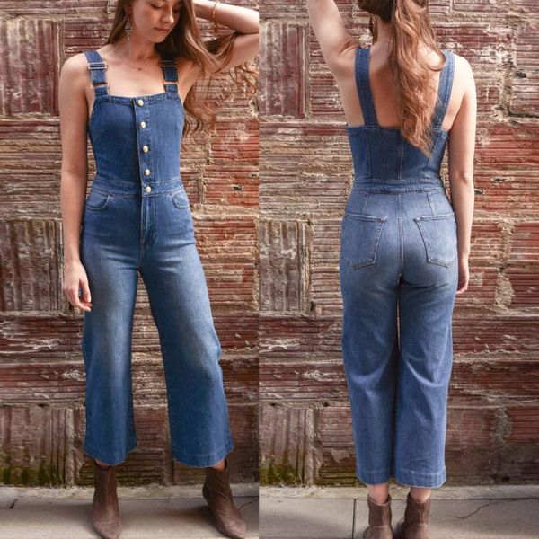 

women's jumpsuits & rompers 2021 women jeans jumpsuit female wide leg casual basic denim pants large size leisure loose fit overalls bi, Black;white