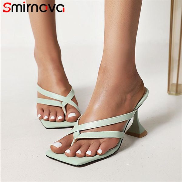 

sandals smirnova 2021 big size 48 flip flops women solid colors simple thin high heels ladies party shoes, Black