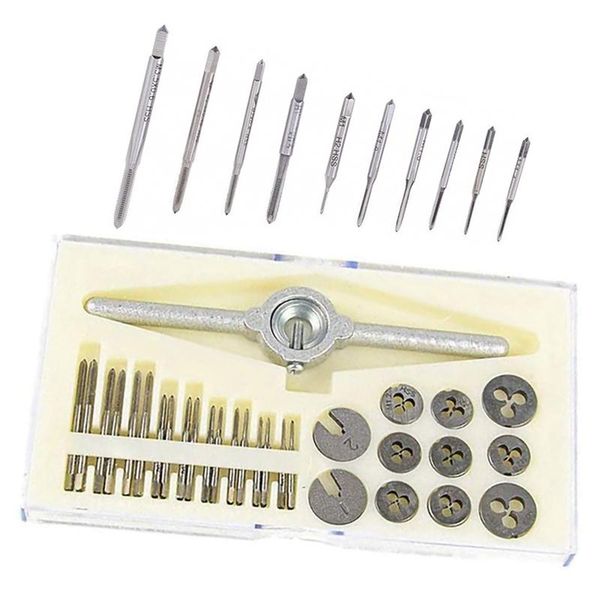 

hand tools 31pcs m1-m2.5 metric tap and die set wrench & 10pcs mini drill bit machine thread screw