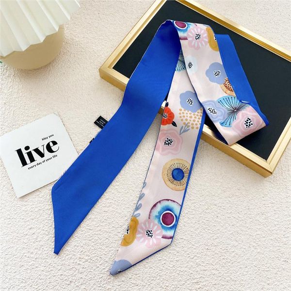 

scarves women silk scarf paris lover skinny hair neck ladies foulard headband bag, Blue;gray