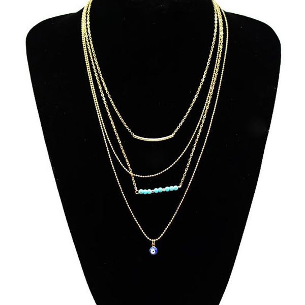 

chains hoard of eyes more than european and american fashion copper beads bend xl037 multilayer necklace, Silver