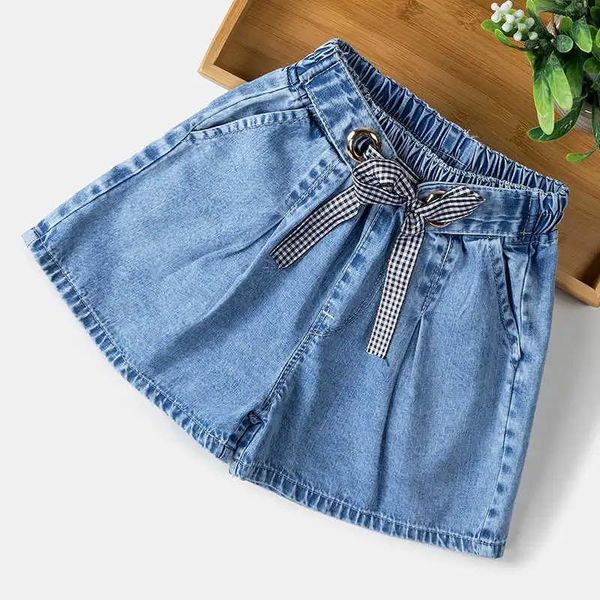

summer girls denim shorts casual elastic waist jeans kid short pants children clothing beach pantalones cortos para ninas, Black