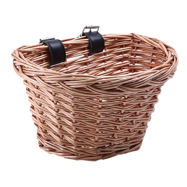 

cycling bags wicker hand woven bicycle front handlebar basket bike cargo storage container