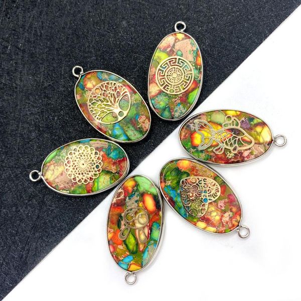 

charms turquoise pendant necklace jewelry natural stone oval hemming craft diy making earrings accessories designer, Bronze;silver