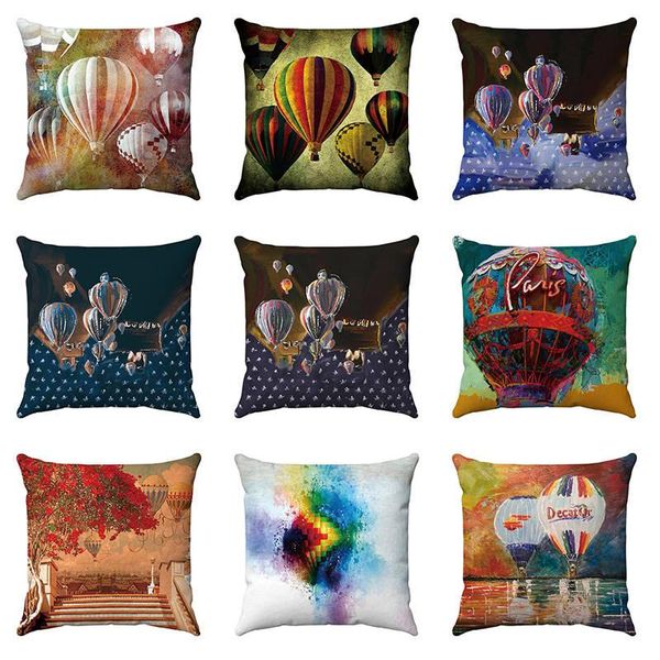 

45*45cm watercolor air balloon design super soft throwing cushion cover home decoration living room pillowcase cushion/decorative pillow