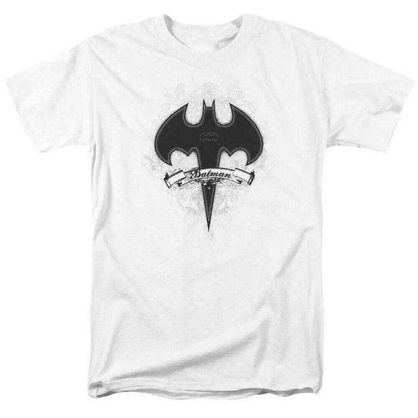 

Batman Gothic Gotham Logo T Shirt Licensed Comic Book Tee White, White;black