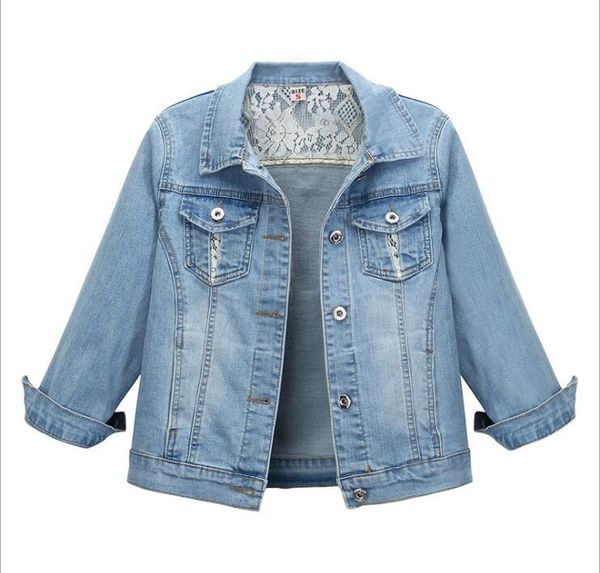 

women's jackets 2021 summer slim short jacket retro light color denim seven sleeve female, Black;brown