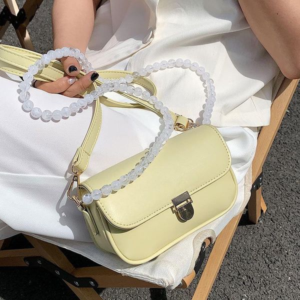 

evening bags 2021 summer beaded chain women shoulder design pu leather small crossbody for fashion brand handbags and purses