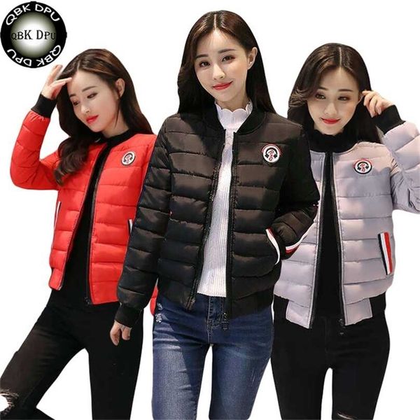 

fashion winter baseball jacket warm thicken cotton padded down parkas female streetwear bomber women chaqueta mujer 211216, Black