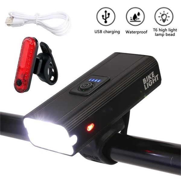 

bicycle light rainproof usb charging led 1200 lumens mtb front lamp headlight aluminum ultralight bike lights