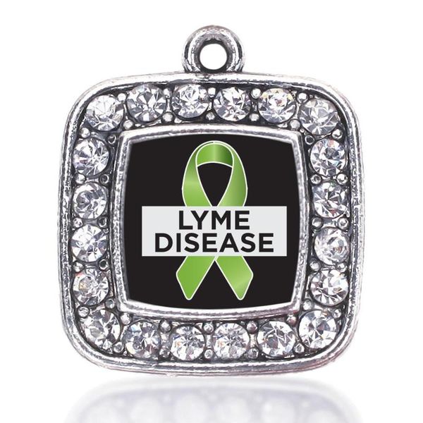 

charms lymphoma support and awareness lyme disease square charm, Bronze;silver