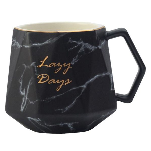 

mugs 430ml diamond-shaped marble mug nordic creative gold-painted ceramic office water coffee cup