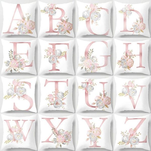 

cushion/decorative pillow english alphabet cushion cover pink flower printed for sofa home livingroom kid room car decoration pillowcase