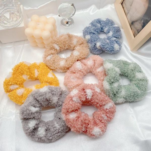 

hair accessories 2021 winter scrunchie wave dot lamb ring korean headdress warm plush rope women