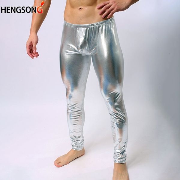 

fashion mens performance pant slim pencils black faux leather leggings
