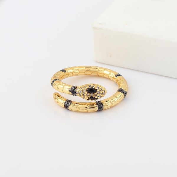 

cluster rings fashion metal snake adjustable ring for women exquisite shiny cubic zirconia finger copper gold jewelry gift 2021, Golden;silver