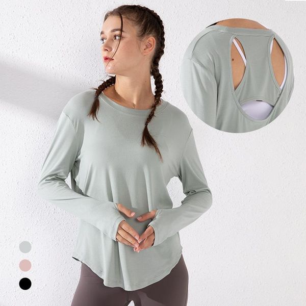 

yoga outfits cross border net red large quick dry loose running cover up sports hollowed out long sleeve dress for women, White;red
