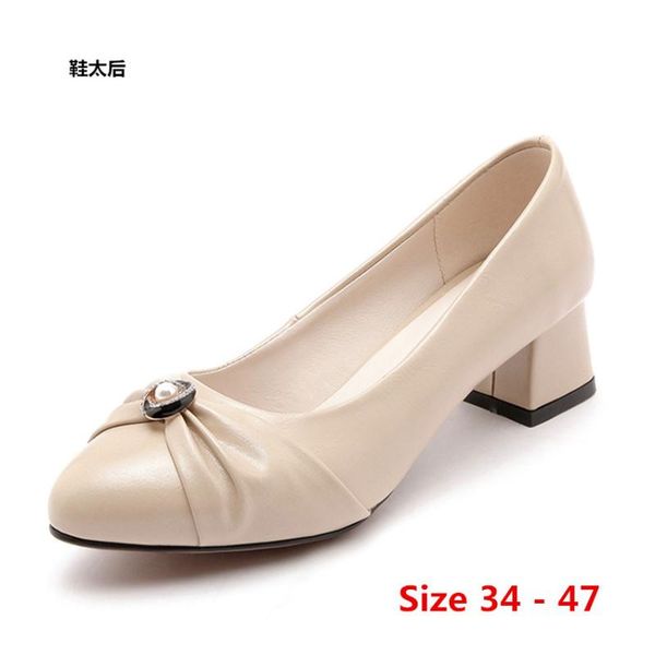 

dress shoes office pumps square mid high heels woman scarpin heel women small big size 34 - 47, Black