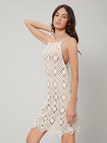 

motf premium 100% cotton crochet cover up m07t#, White;black
