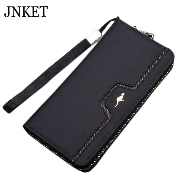 

wallets jnket fashion business men's long wallet pu leather clutch large capacity handbag zipper coins purse card holder, Red;black