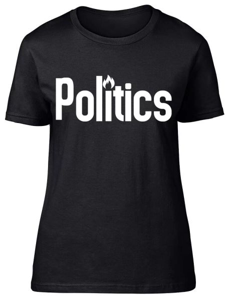 

Politics Ladies Womens Fitted T-Shirt, White;black