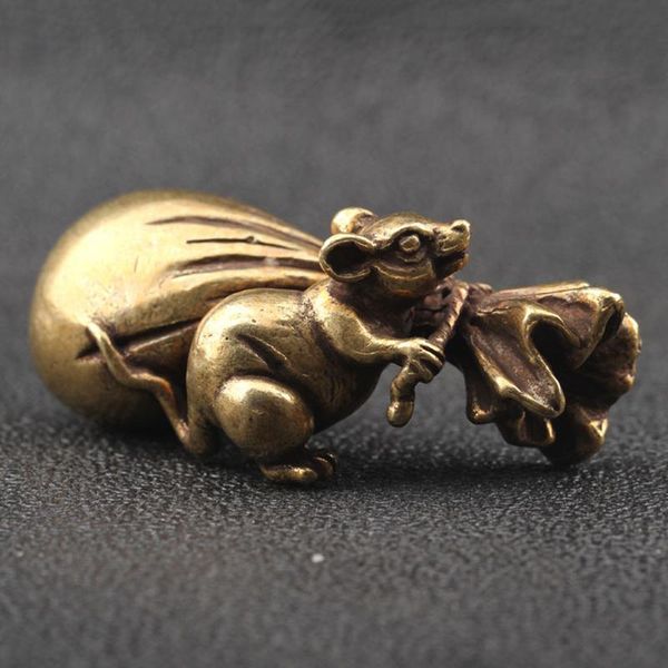

antique bronze heavy little mouse big money bag lucky ornament pure copper rat figurines feng shui home decoration deskdecor decorative