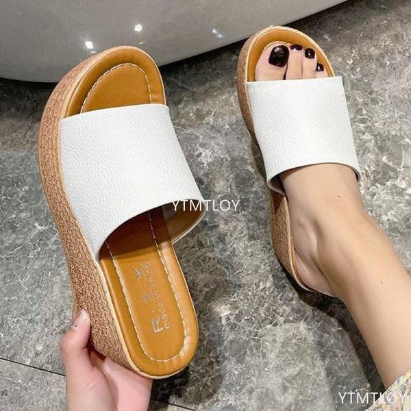 

summer platform wedges high heels casual leisure woman sandal shoes female slippers flip flop zapatillas mujer casa, Black