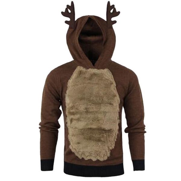 

men's hoodies & sweatshirts men christmas patchwork sweatshirt with ears autumn casual long sleeve pullover outerwear jumper hallo, Black