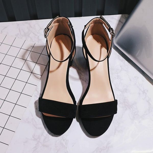 

oversized -14 high heels sandals women shoes woman summer ladies one word buckle bag with open toe, Black