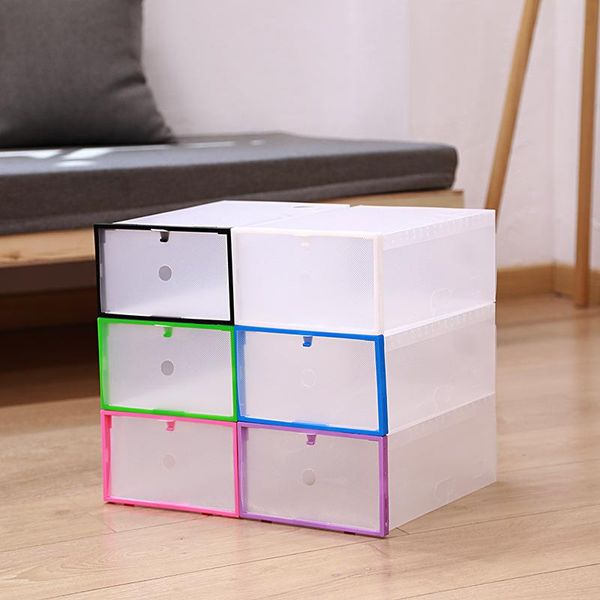 

clothing & wardrobe storage 6pcs transparent shoe box btorage shoes boxes thickened dustproof organizer superimposedcombination cabinet