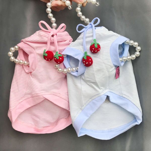 

the dog clothes girl strawberry dog summer vest teddy fadoubi bear cat pet clothing pure cotton