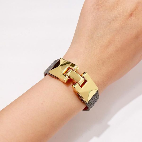 

bangle 2021 punk jewelry simple single-circle aperture alloy pu bracelet bangles for women bridesmaid designer, Black