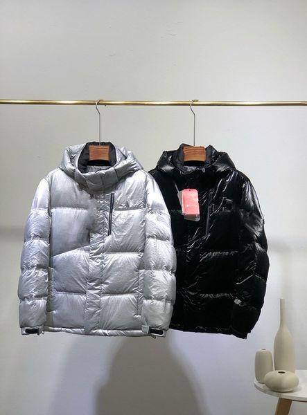 

men's sports down jacket casual fall/winter outdoor shiny silver thick duck down short coat #579, Black