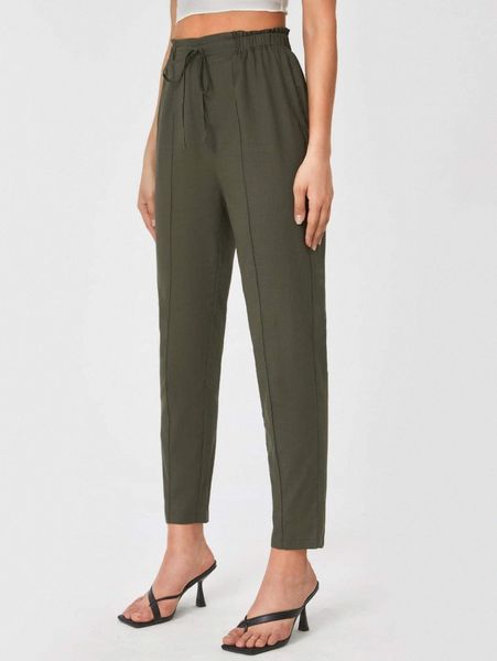 

tall solid high waist pants p35r#, Black;white